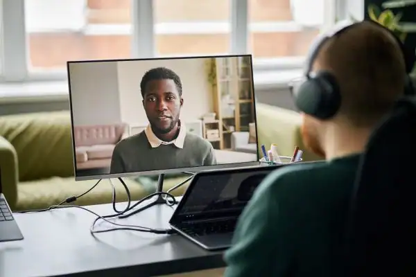 Man attending online mediation Chesterfield MIAMS session